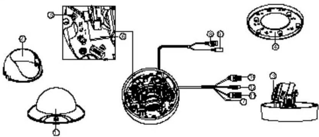 Technical diagram showing exploded view of a mechanical assembly with labeled components and internal components