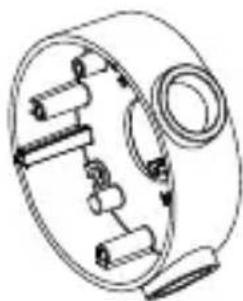 Technical line drawing of a mechanical component with gears and shafts (no text or symbols)