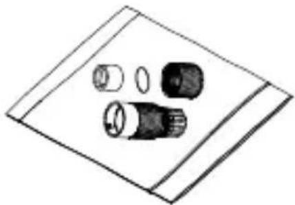 Diagram of a mechanical component with multiple cylindrical parts and flanges, no text or symbols present