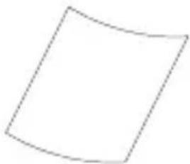 Simple geometric shape: a tilted square with a curved top edge (no text or symbols)
