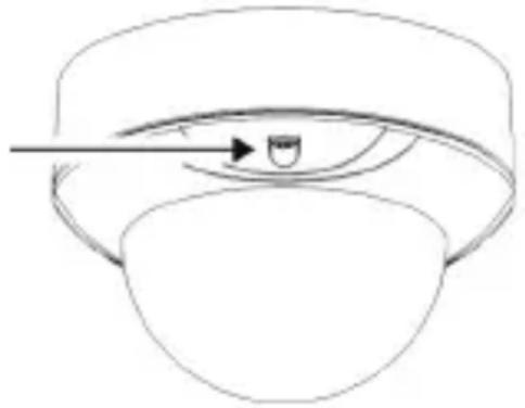 Simple line drawing of a human head with a finger pointing to the inner ear area (no text or symbols)