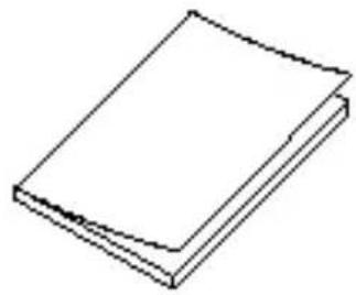 Simple line drawing of a closed book or document (no text or symbols visible)