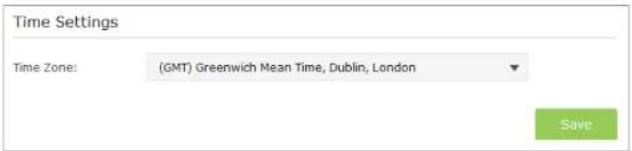 Time Settings Time Zone: (GMT) Greenwich Mean Time, Dublin, London Save