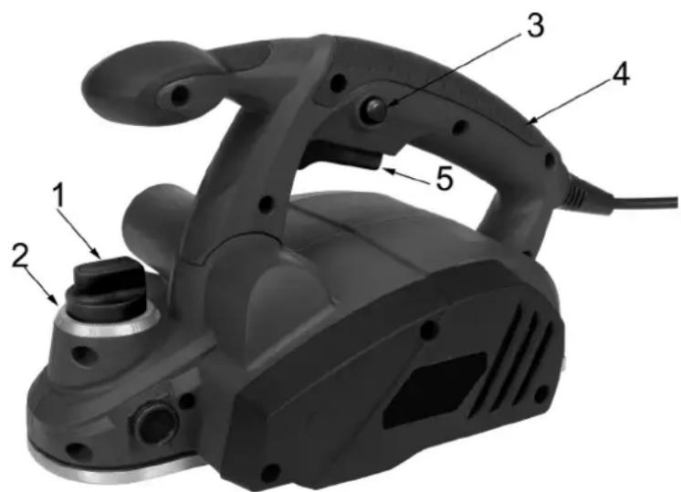 Labeled diagram of a power tool with numbered parts for identification