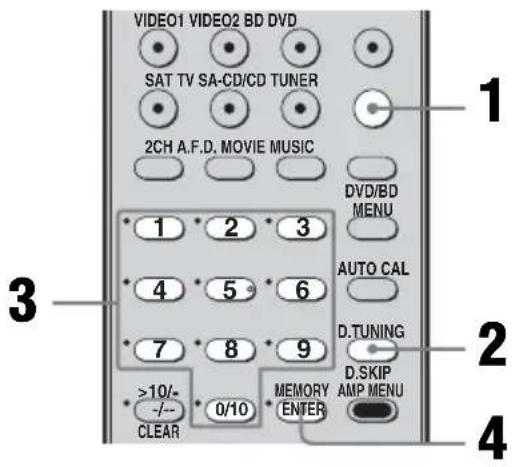 VIDEO1 VIDEO2 BD DVD SAT TV SA-CD/CD TUNER 2CH A.F.D. MOVIE MUSIC DVD/BD MENU AUTO CAL D.TUNING D.SKIP AMP MENU 1 2 3 4 5 6 7 8 9 >10/- /CLEAR 0/10 MEMORY ENTER 3 2 4