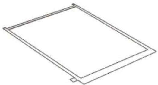 Simple line drawing of a tilted rectangular frame with a small corner detail.