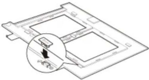 Technical line drawing of a mechanical assembly with a magnified inset showing a component detail.