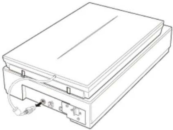Line drawing of a rectangular electronic device with internal components and cable (no text or symbols)
