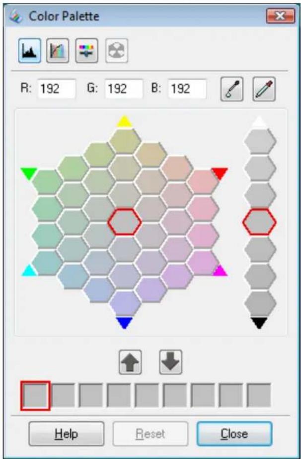 Color Palette R: 192 G: 192 B: 192 Help Reset Close