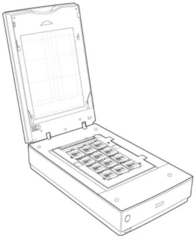 Line drawing of an open electronic device with internal components.
