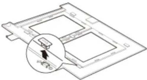 Technical line drawing of a mechanical component with an inset showing a close-up view of a component.