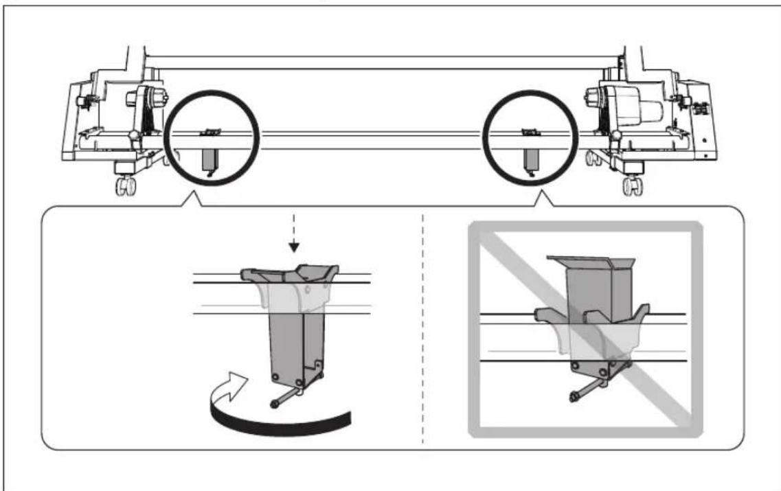 Technical diagram illustrating a mechanical assembly with labeled components and motion indicators for disassembly or reassembly.