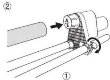 Technical diagram showing mechanical assembly with labeled parts and directional arrows
