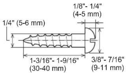 1/4" (5-6 mm) 1/8"- 1/4" (4-5 mm) 1-3/16"- 1-9/16" (30-40 mm) 3/8"- 7/16" (9-11 mm)