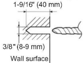 1-9/16" (40 mm) 3/8" (8-9 mm) Wall surface