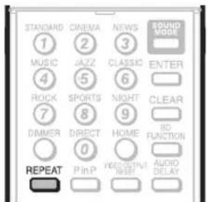 STANDARD CINEMA NEWS SOUND MODE 1 2 3 MUSIC JAZZ CLASSIC ENTER 4 5 6 ROCK SPORTS NIGHT CLEAR 7 8 9 DIMMER DIRECT HOME BD FUNCTION 0 REPEAT PIN INPUT OUTPUT DELAY AUDIO DELAY