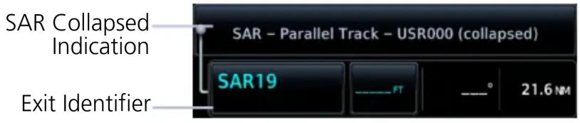 SAR Collapsed Indication SAR - Parallel Track - USR000 (collapsed) SAR19 —— FT —— ° 21.6 NM Exit Identifier