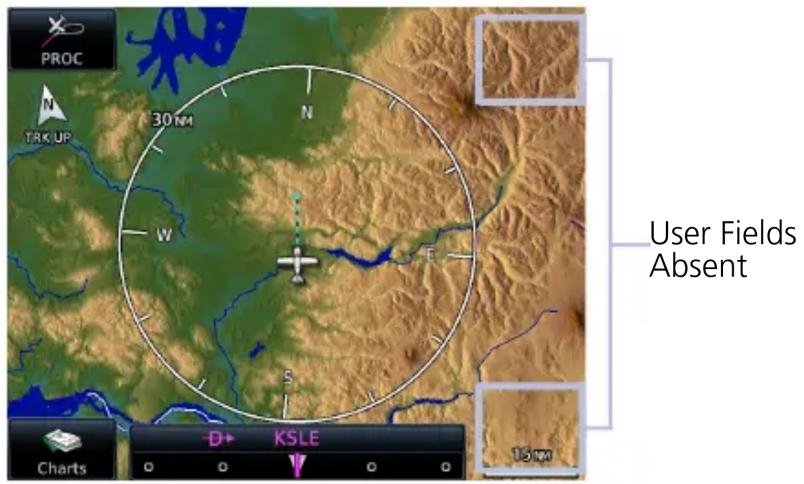 PROC N 30km TRK UP W S N E User Fields Absent D K S L E 16km Charts
