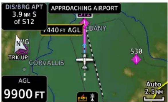 DIS/BRG APT 3.9 NM S of S12 APPROACHING AIRPORT 7440 FT AGL LBANY NVG TRK UP CORVALLIS S30 AGL 9900 FT Auto 2.5 NM