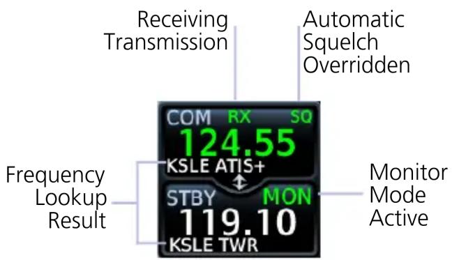 GARMIN GTN 750Xi - COM STATUS INDICATIONS - 1