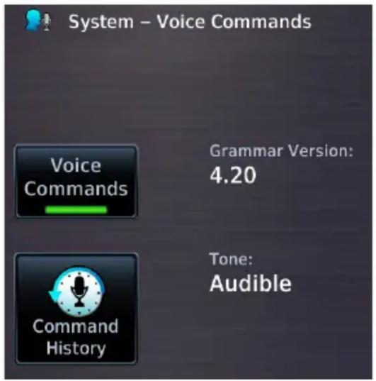 System – Voice Commands Voice Commands Grammar Version: 4.20 Command History Tone: Audible