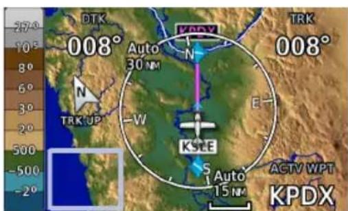 DTK 008° Auto 30 N N TRK UP -W KSEE S Auto 15 N KPDX 008° TRK E ACTV WPT KPDX