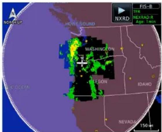 NORTH UP HOWE SOUND WASHING ON REGION IDAHO NEVADA 150 km NXRD FIS-B TFR NEXRAD: R Age: 1 min