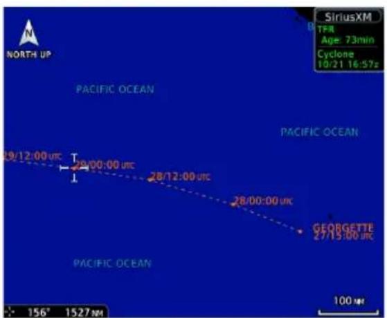 NORTH UP PACIFIC OCEAN 19/12:00 urc 18/00:00 urc 28/12:00 urc 28/00:00 urc GEORGETTE 27/15:00 urc PACIFIC OCEAN SIRIUSXM TFR Age: 73min Cyclone 10/21 16:57z 156° 1527 Nm 100 m