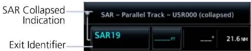 SAR Collapsed Indication SAR - Parallel Track - USR000 (collapsed) SAR19 ——FT ——° 21.6 NM Exit Identifier