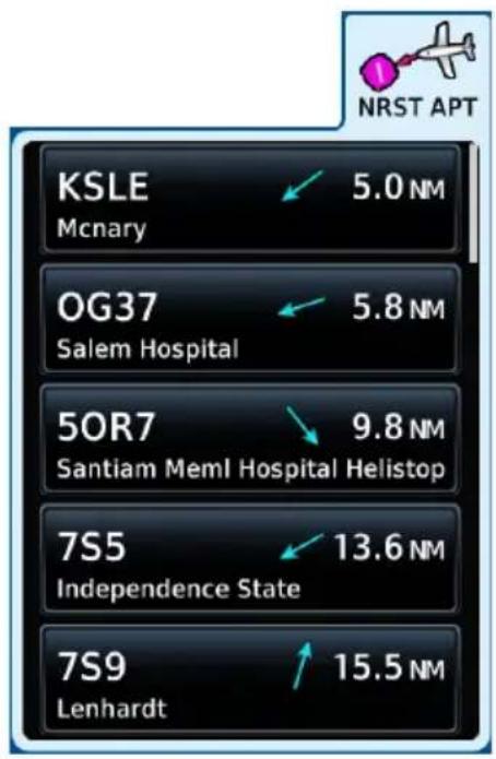 NRST APT KSLE Mcnary 5.0 NM OG37 Salem Hospital 5.8 NM 5OR7 Santiam MemI Hospital Helistop 9.8 NM 7S5 Independence State 13.6 NM 7S9 Lenhardt 15.5 NM