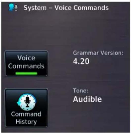 System – Voice Commands Voice Commands Grammar Version: 4.20 Command History Tone: Audible