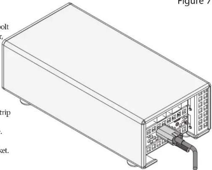 Line drawing of a rectangular electronic device with internal components and a terminal block (no text or symbols visible)