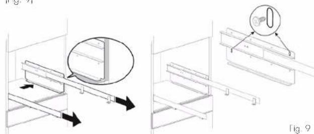 Technical diagram showing mechanical assembly steps with labeled components and directional arrows.
