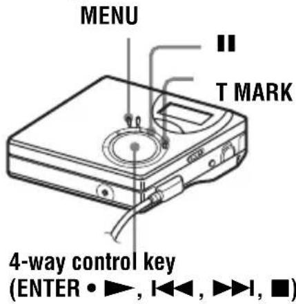 MENU T MARK 4-way control key (ENTER • ▶, I◀◀, ▶▶▶, ■)
