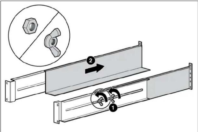 Technical diagram showing a mechanical assembly with labeled parts and a magnified inset of a hexagonal nut component.