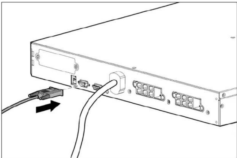 Line drawing of a server rack with attached cable and connector ports (no text or symbols).