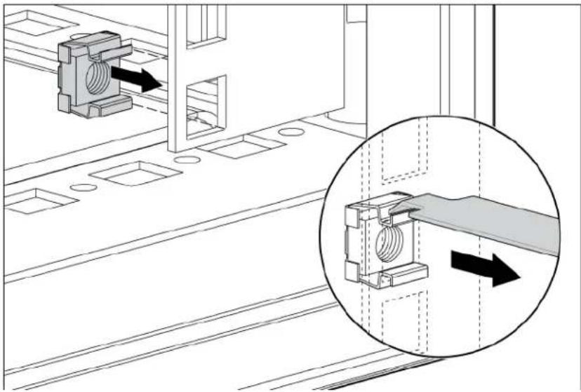Technical diagram showing mechanical assembly with directional arrows, no text or symbols present