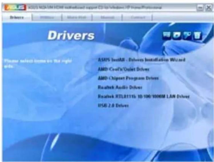 ASUS MAXIMUS HDMI localized support CD to Windows XP Home Professional Drivers Please select items on the right side. ASUS MAXIMUS - Drivers Installation Wizard AMD Cool 'n' Quiet Driver AMD Chipset Program Driver Realtek Audio Driver Realtek RTL8111B 10/100/1000M LAN Driver USB 2.0 Driver