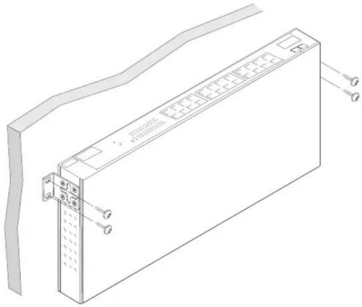 Technical line drawing of a server rack unit with mounting holes and wiring (no text or symbols)