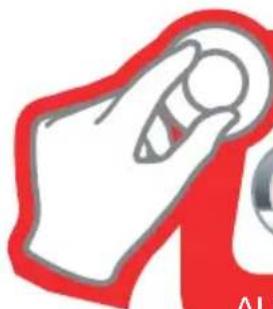 Simple illustration of a hand holding a small object, enclosed in a red border (no text or symbols)