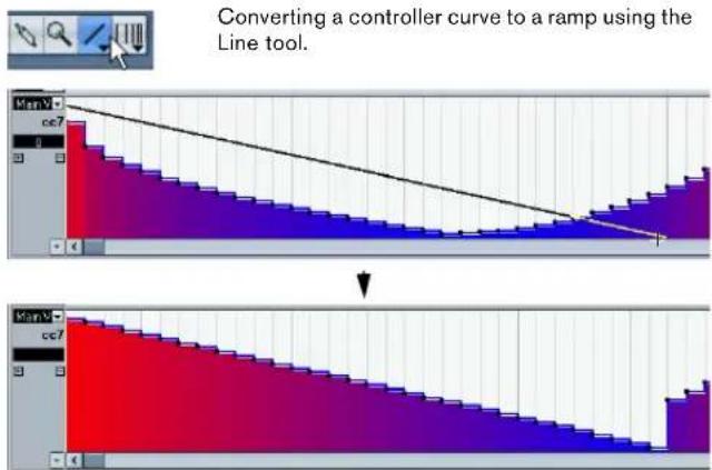 Converting a controller curve to a ramp using the Line tool. Main CC7 0 Main CC7