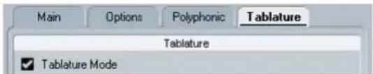 Main Options Polyphonic Tablature Tablature ✓ Tablature Mode