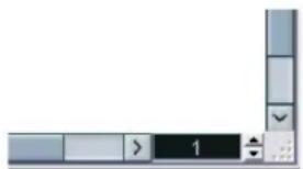 Screenshot of a software toolbar with dropdowns, sliders, and a numeric input field labeled '1'