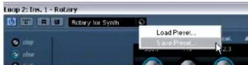 Loop 2: Ins. 1 - Rotary Rotary for Synth Load Preset... Save Preset...