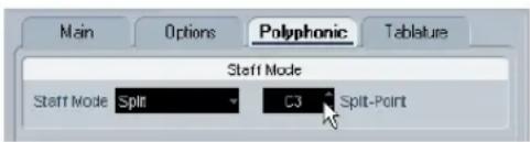 Main Options Polyphonic Tablature Staff Mode Staff Mode Split C3 Split-Point