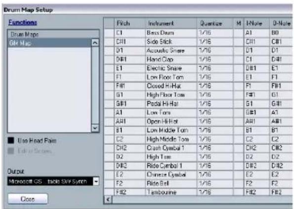 STEINBERG Cubase 5 - The Drum Map Setup dialog - 1