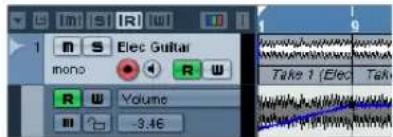 1 S Elec Guitar mono R W Take 1 (Elec) Talk R W Volume -3.46