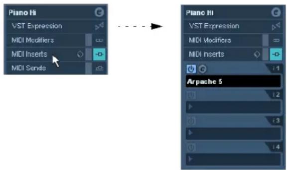 Piano Hi VST Expression MIDI Modifiers MIDI Inserts MIDI Sends Piano Hi VST Expression MIDI Modifiers MIDI Inserts Arpache 5