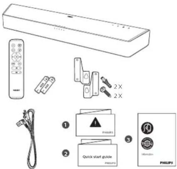 Diagram showing various household appliances and devices including a remote, lockers, and Philips panel with warning labels