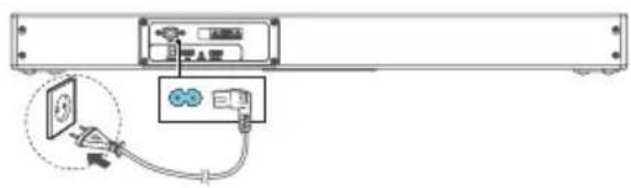 Diagram showing connection between a device with labeled components and a cable, including a magnified inset of a device.